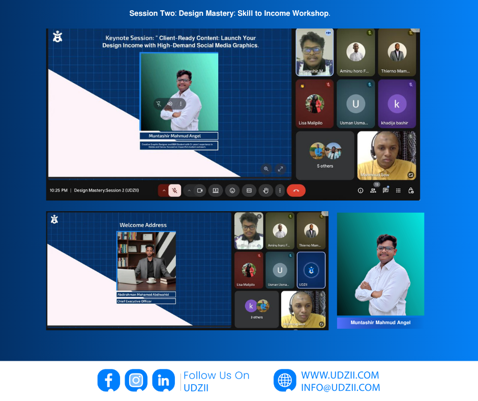 UDZII Design Mastery Graphic Design Workshop Social Media Graphics Adobe and Canva Training From Skillset to Income Freelance Design Client-Ready Content Creative Skills Training