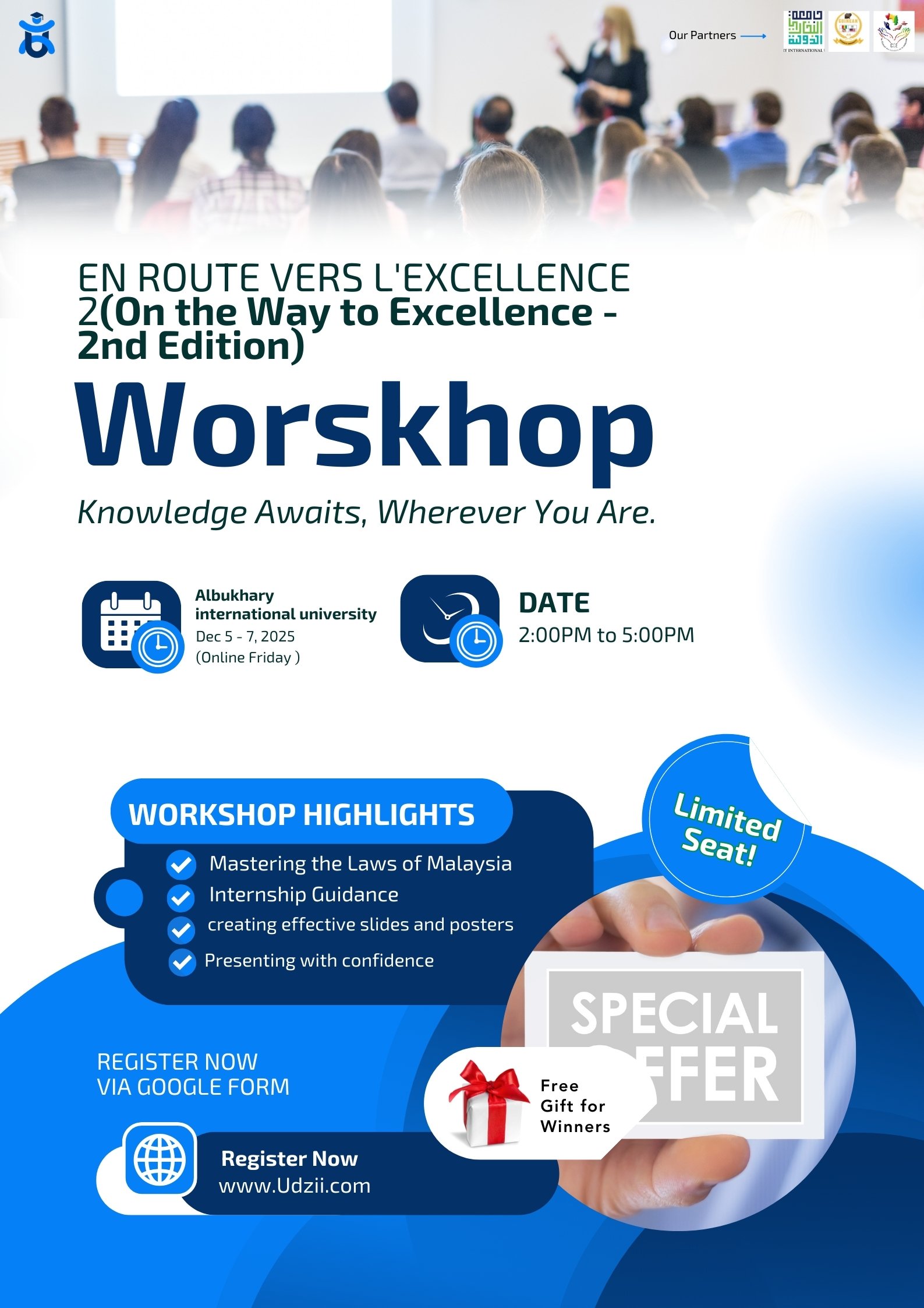 The "En Route vers l'Excellence" program is more than just a learning experience – it’s a powerful stepping stone towards academic success and professional readiness. Organized by the UDZ International Institute (UDZII) under the leadership of Sow Mahmoud, and backed by strategic